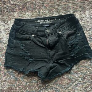 American Eagle Outfitters Black Ripped Jean Shorts